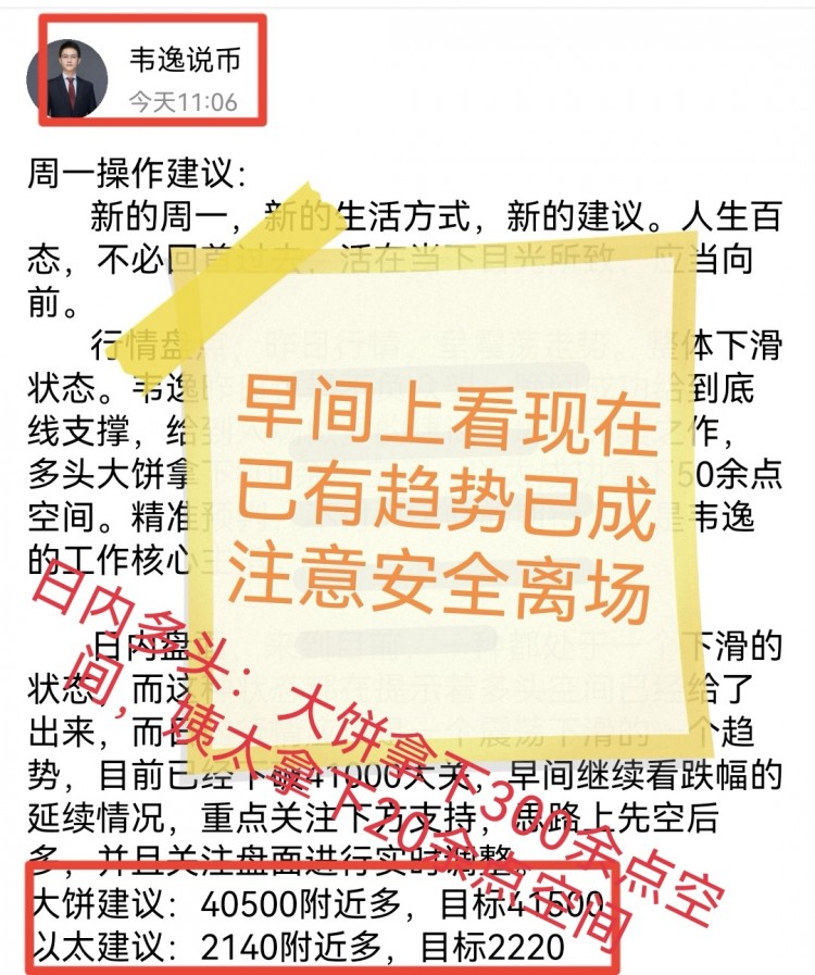 [韋逸說幣]日內(nèi)行情整體呈現(xiàn)回落趨勢,行情走勢也是在韋逸的把握之中