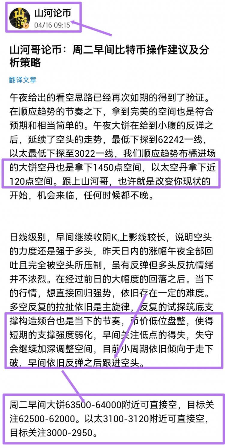 [山河論幣]山河哥論幣：比特幣晚間操作建議及分析策略