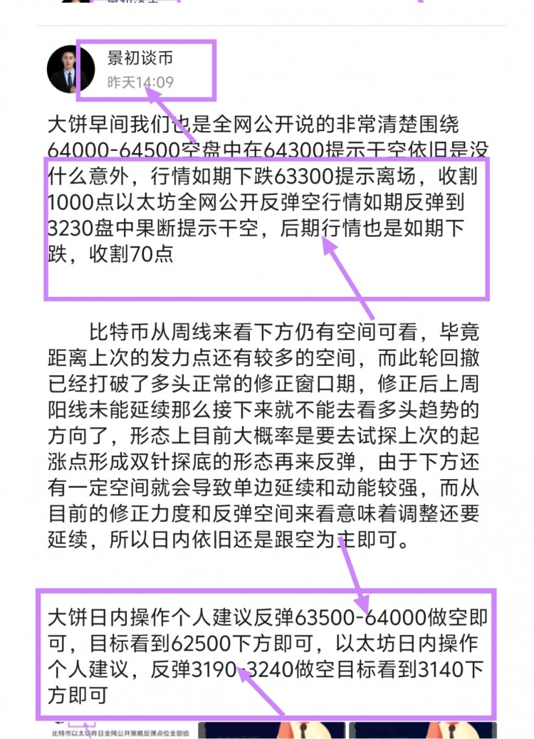 [景初談幣]比特幣4小時(shí)圖高位整理，回落至中軌，缺乏動(dòng)能。觀察世界需用赤子之心。