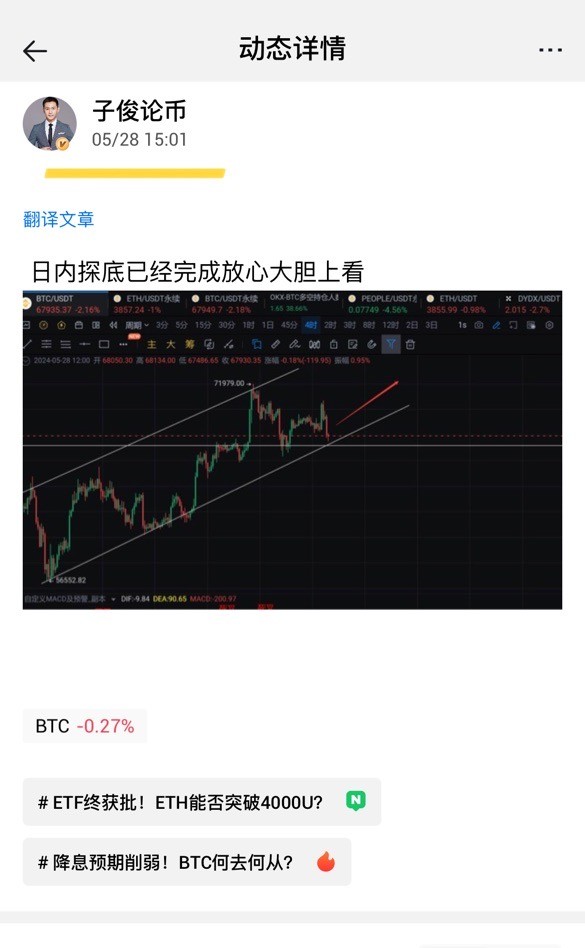 [子俊論幣]大餅短期上行，留意太太ETF上市