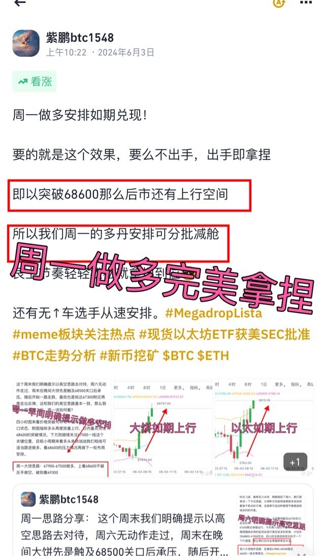 [01紫鵬]周一比特幣總結完美收官