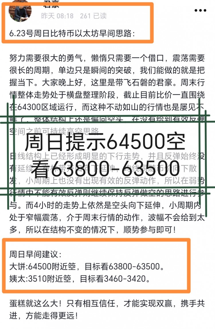 [幣圈君豪]6.24號(hào)周一比特幣以太坊早間思路