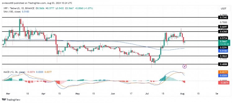 撐位，XRP價格急劇下跌。